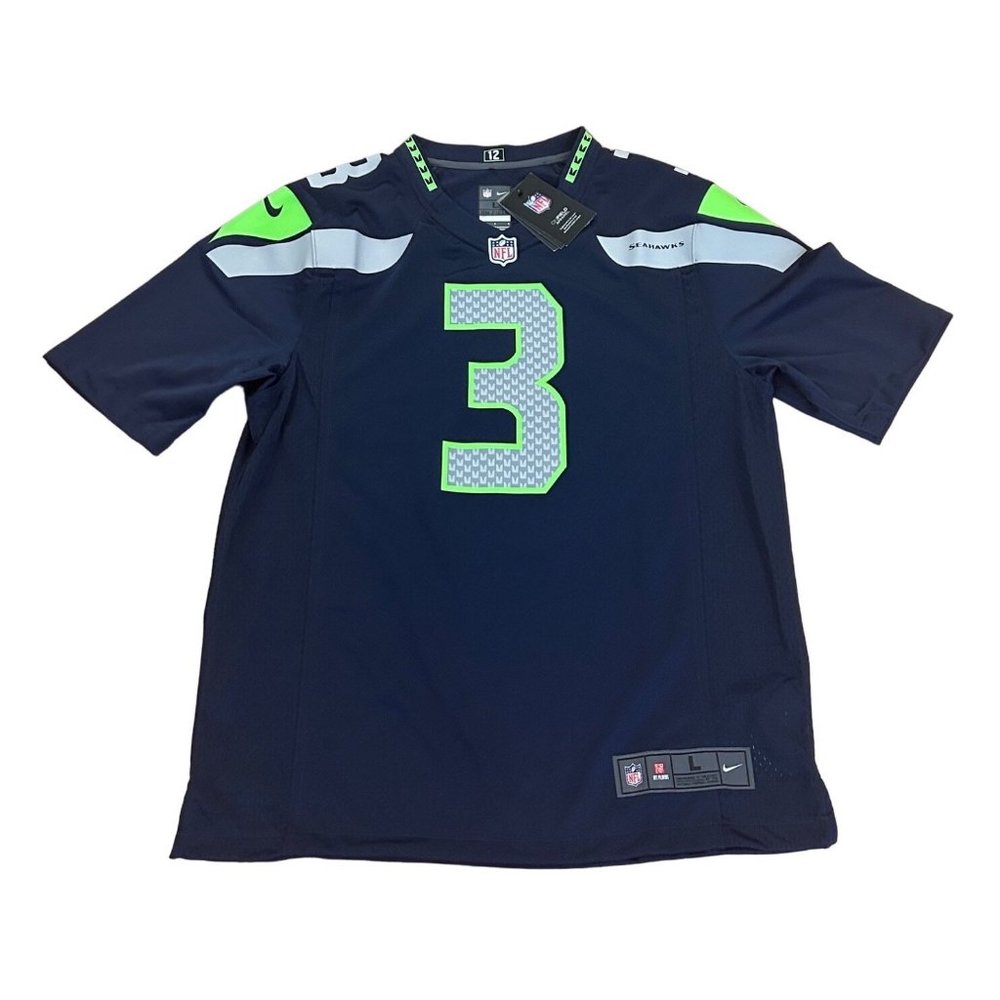 Nike Men’s Seattle Seahawks #3 Navy and Neon Green Jersey NWT